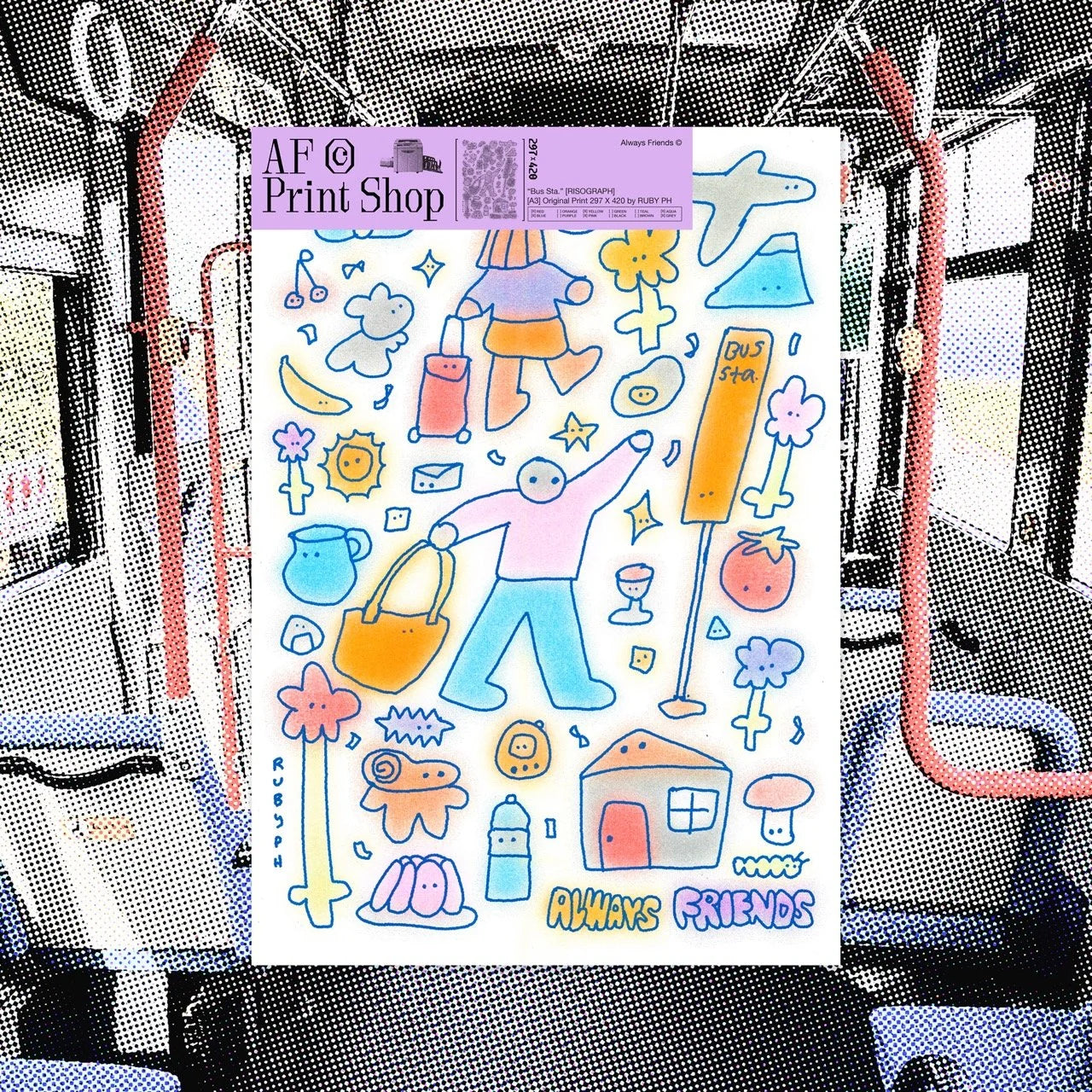 Bus Station - A3 Riso Print