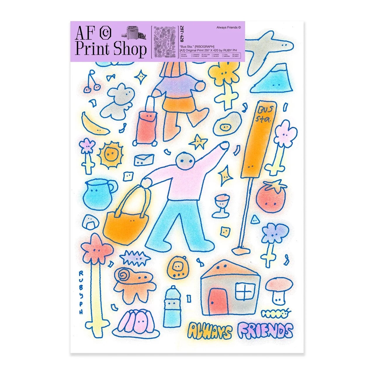 Bus Station - A3 Riso Print