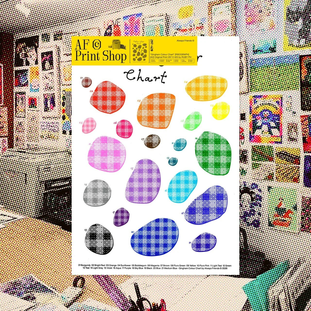 "Gingham" Riso Colour Chart - A3 Print