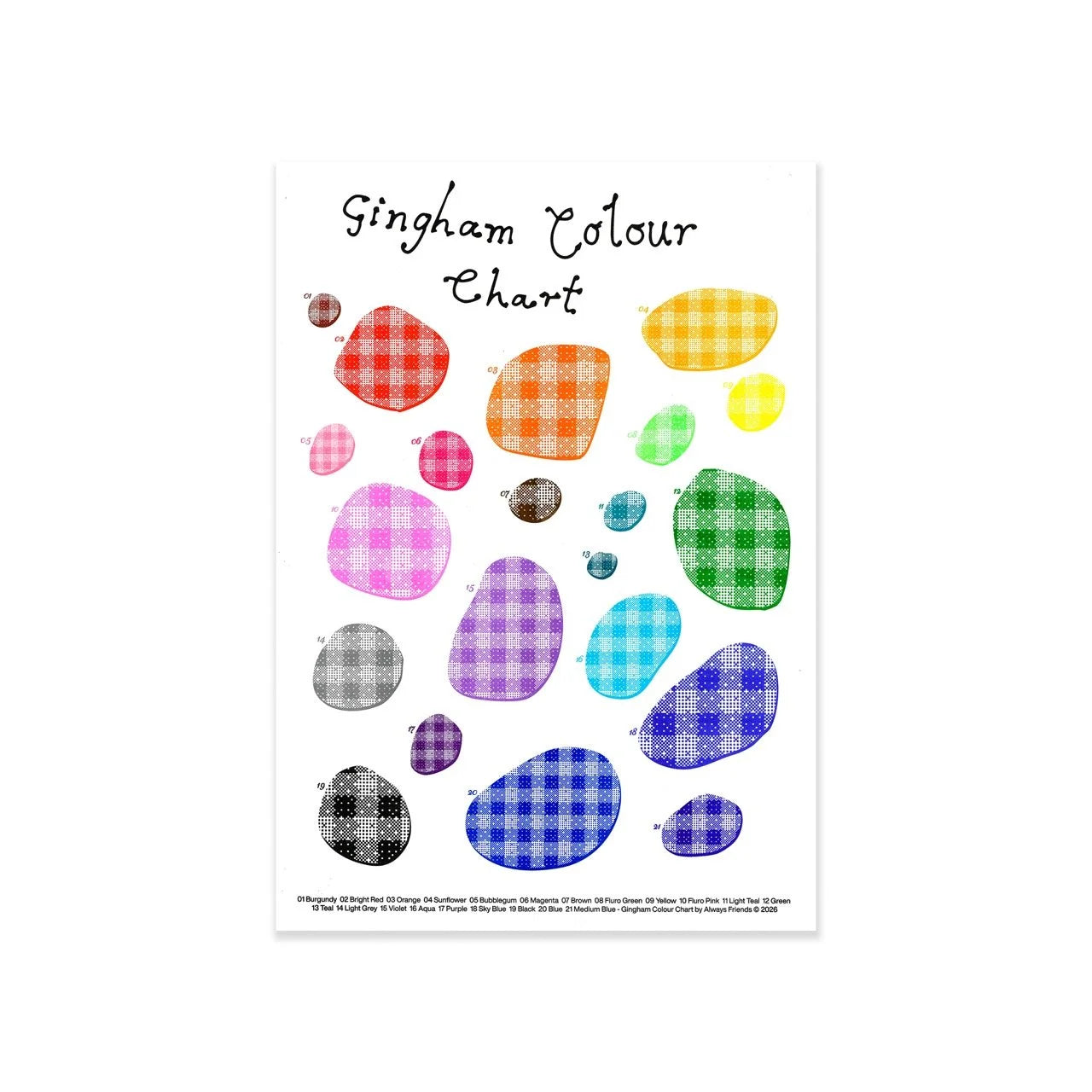 "Gingham" Riso Colour Chart - A3 Print
