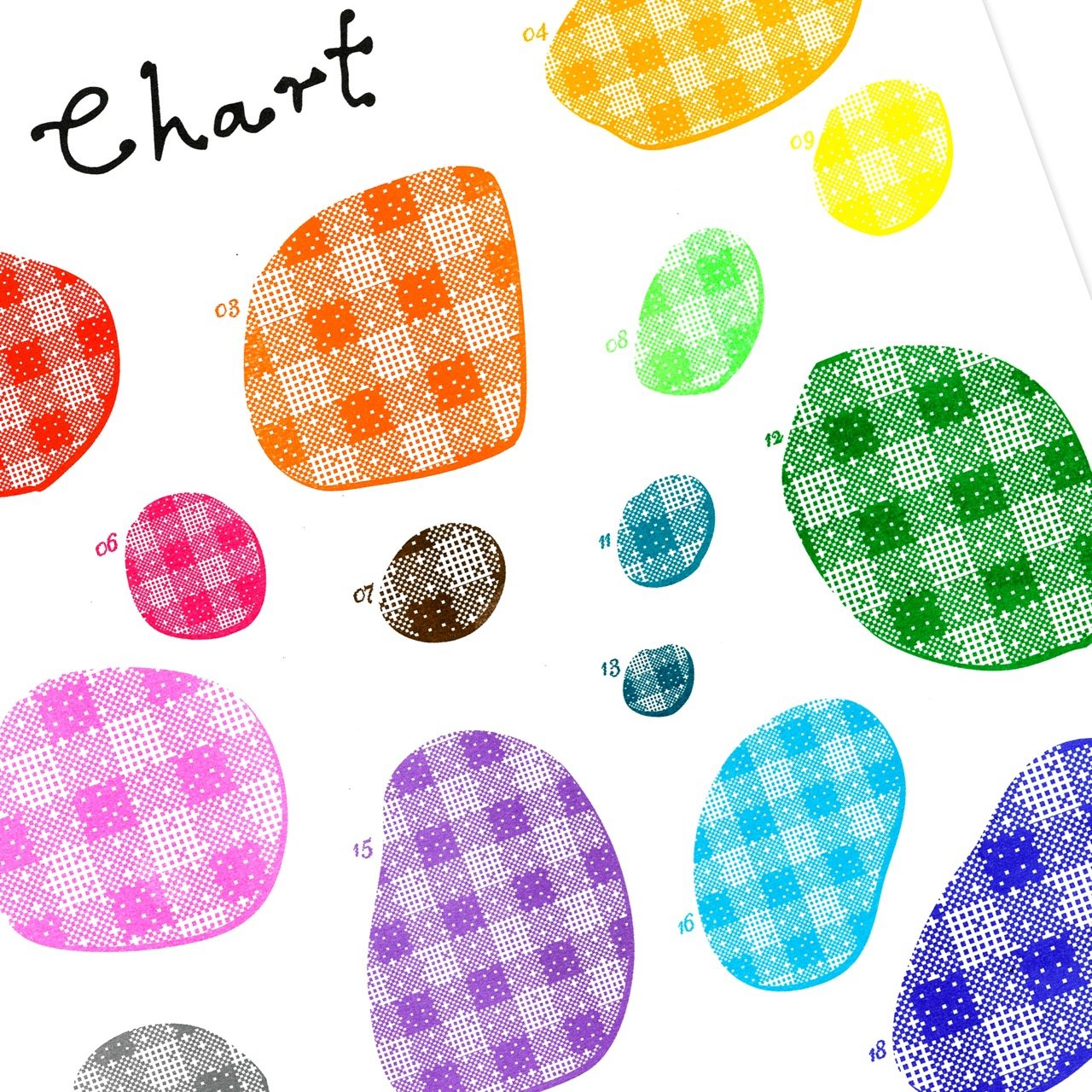 "Gingham" Riso Colour Chart - A3 Print