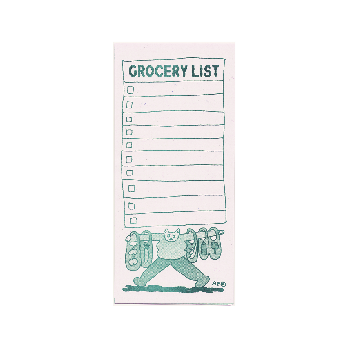 "One Trip Cat!" Riso Grocery List Notepad