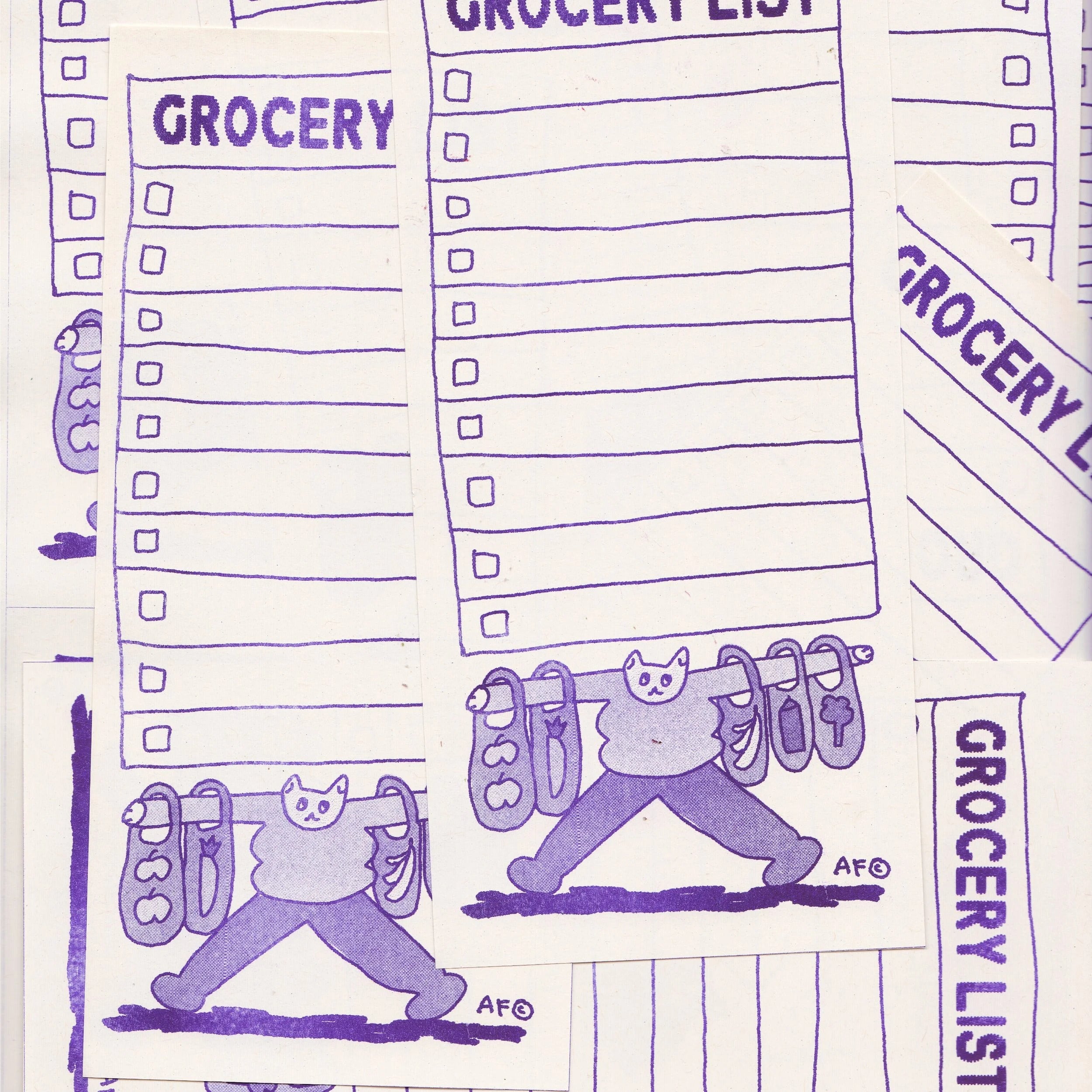 "One Trip Cat!" Riso Grocery List Notepad