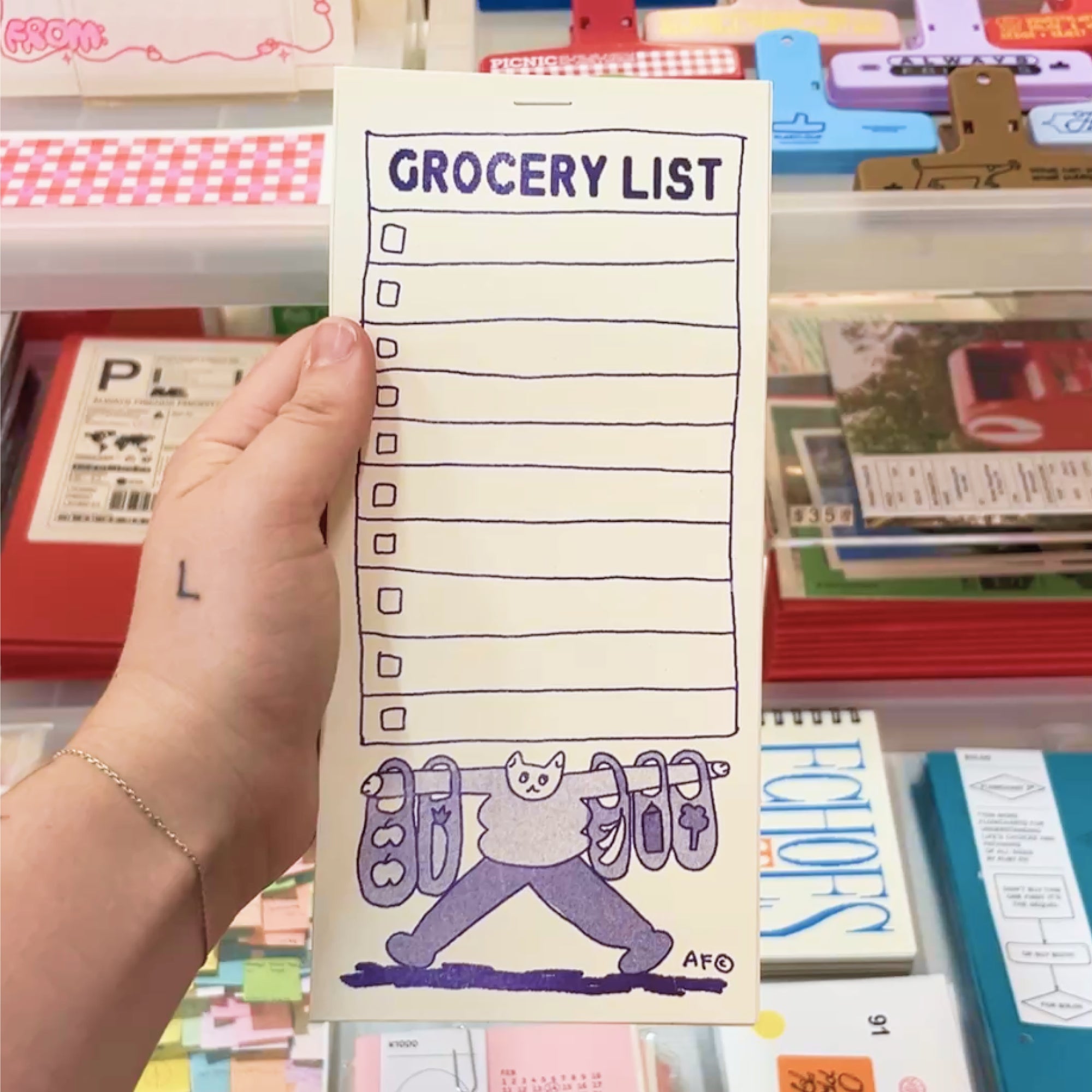 "One Trip Cat!" Riso Grocery List Notepad